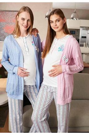 ست لباس راحتی آبی زنانه ساده Feyza Pijama - کد 4173353