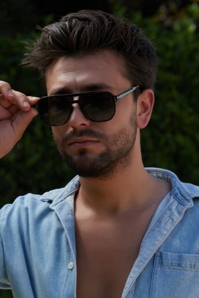 عینک آفتابی مشکی مردانه 53 UV400 استخوان مات مستطیل کد 217366894