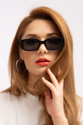 عینک آفتابی مشکی زنانه 49 UV400 استخوان مات مستطیل کد 246574363