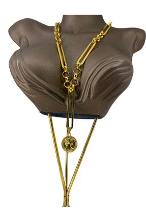 گردنبند جواهر طلائی زنانه استیل ضد زنگ کد 314529951