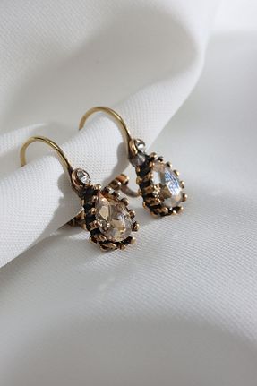 گوشواره جواهر رنگی روکش طلا Süspüs Accessories - کد 337786772