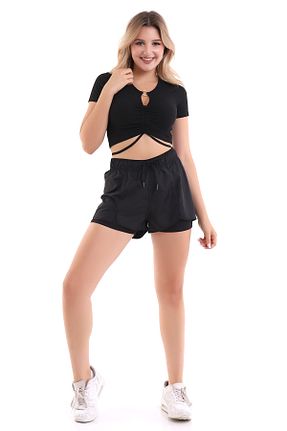 شلوارک و برمودا مشکی زنانه فاق بلند winmoda - کد 337917077
