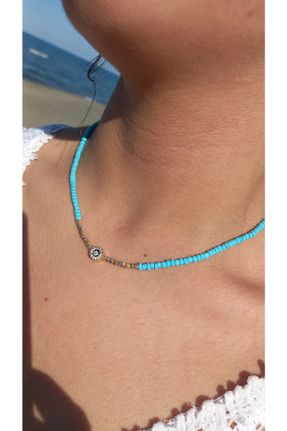 گردنبند جواهر آبی زنانه کد 338691538