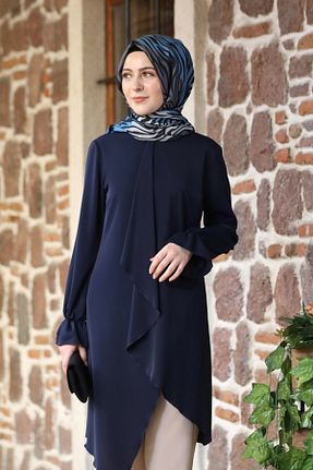 تونیک حجاب سرمه ای زنانه مخلوط پلی استر S7V7N EXCLUSIVE - کد 338702568