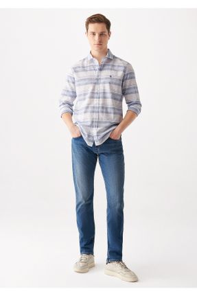 شلوار جین سرمه ای مردانه پاچه تنگ جین کد 126182511
