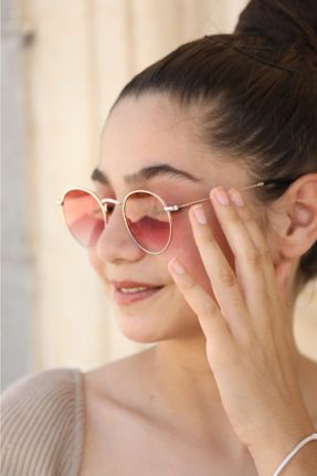 عینک آفتابی زنانه 45 UV400 فلزی سایه روشن گرد کد 234025350