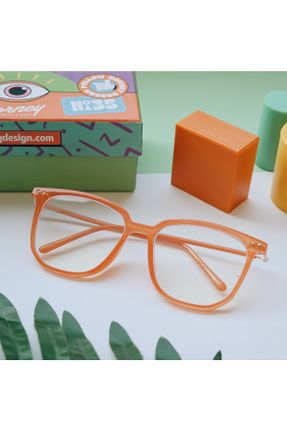 عینک محافظ نور آبی نارنجی زنانه 51 مات UV400 فلزی کد 71508323