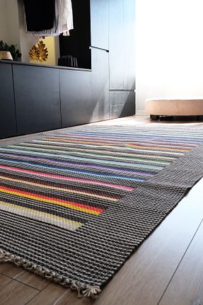گلیم مشکی پشمی RUGSMODERN - کد 54917053