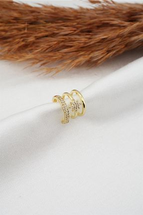 گوشواره غضروفی جواهر طلائی زنانه برنجی By Zeyna Aksesuar - کد 339720389