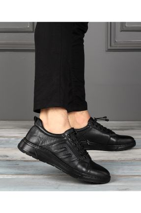 کفش کژوال مشکی مردانه چرم طبیعی پاشنه کوتاه ( 4 - 1 cm ) پاشنه ساده کد 341337144