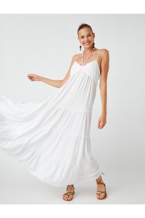 لباس سفید زنانه بافتنی رگولار بند دار کد 341703631