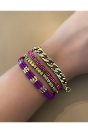 دستبند استیل (فولاد) طلائی زنانه استیل (فولاد) ggs jewel - کد 313271343