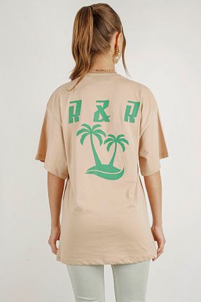 تیشرت بژ زنانه اورسایز Shivi Fashion - کد 341279781