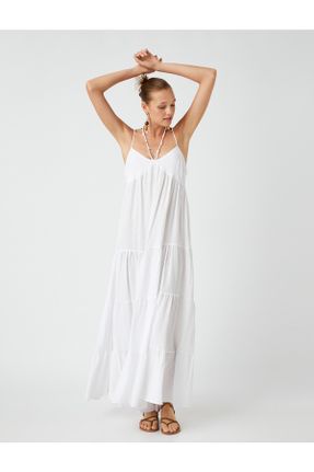 لباس سفید زنانه بافتنی رگولار بند دار کد 341703631