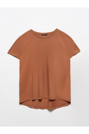 تی شرت نارنجی زنانه رگولار یقه گرد تکی بیسیک کد 52229284