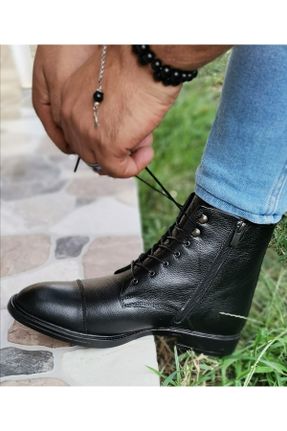 بوت مشکی مردانه چرم طبیعی پاشنه نازک پاشنه کوتاه ( 4 - 1 cm ) Gore-Tex کد 130968744