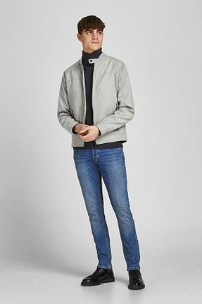 شلوار جین سرمه ای مردانه پاچه تنگ Jack & Jones - کد 340686396