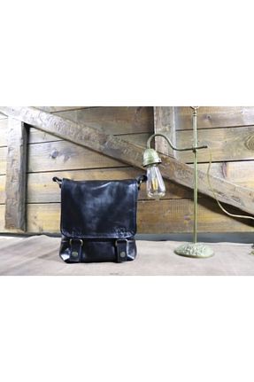 کیف پستچی مشکی زنانه چرم خالص RS GALATA DERİ - کد 65672293