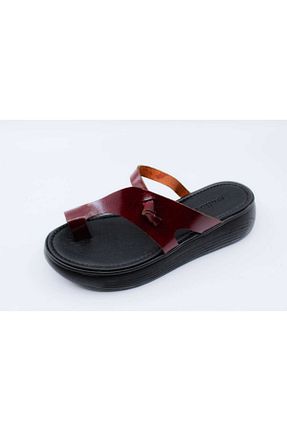 صندل زرشکی زنانه پاشنه تخت Papuccu - کد 52214149