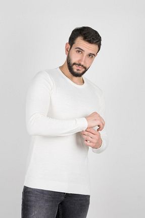 پلیور نباتی مردانه ساده Çizgi Triko - کد 50686117