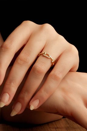 انگشتر طلا طلائی زنانه 14 عیار Kuyumcum - کد 342787013