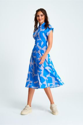 لباس آبی زنانه بافتنی آستین-کوتاه کد 343034378