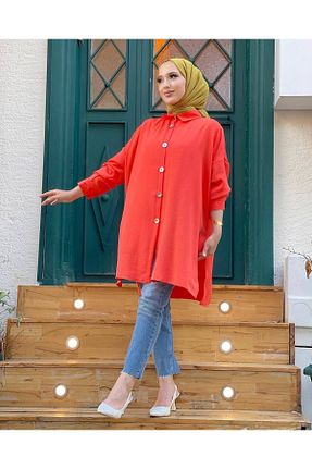 پیراهن حجاب نارنجی زنانه اورسایز CNG MODA - کد 340878222