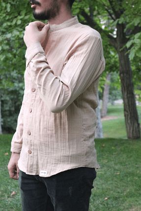 پیراهن بژ مردانه رگولار kanvas - کد 321240048