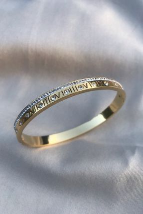 دستبند استیل طلائی زنانه فولاد ( استیل ) کد 220209960