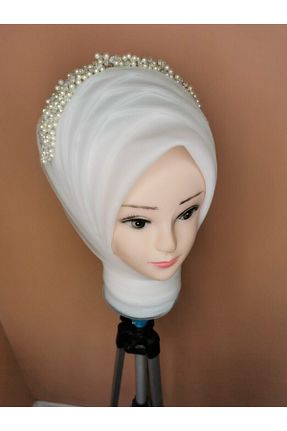 روسری سفید ساده Gülşah Moda Tesettür & Hazır Türban - کد 150397840