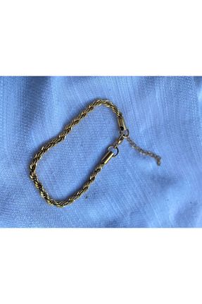 دستبند استیل (فولاد) طلائی مردانه استیل (فولاد) MEKKANMODA - کد 343322629