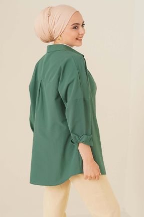 پیراهن اسلامی سبز زنانه اورسایز آستین-بلند پلی استر کد 330459649