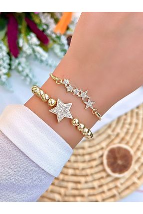 دستبند جواهر طلائی زنانه مروارید KBC STORE - کد 343805603