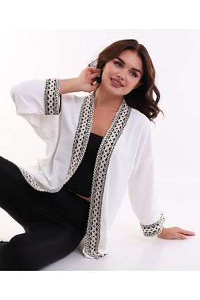 کیمونو و کافتان سفید زنانه بافت Yüzde Dört - کد 342769578