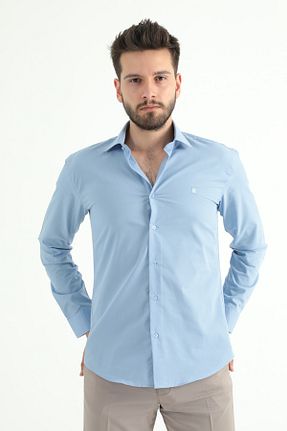 پیراهن آبی مردانه اسلیم فیت ModaPlaza - کد 344600508