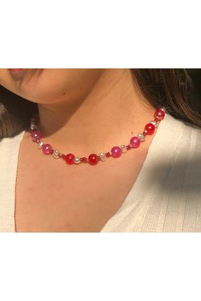 گردنبند جواهر صورتی زنانه سنگ BerryBaggie - کد 343958321