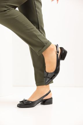 کفش پاشنه بلند کلاسیک مشکی زنانه چرم مصنوعی پاشنه ضخیم پاشنه کوتاه ( 4 - 1 cm ) کد 344225592