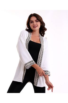 کیمونو و کافتان سفید زنانه بافت Yüzde Dört - کد 342769578