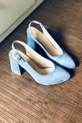 کفش پاشنه بلند کلاسیک آبی زنانه جیر پاشنه متوسط ( 5 - 9 cm ) پاشنه ضخیم کد 344944504