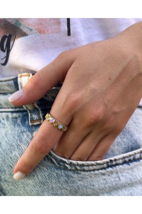 انگشتر جواهر زنانه روکش طلا کد 345041012