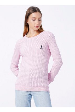 پلیور صورتی زنانه ساده U.S. Polo Assn. - کد 344877433