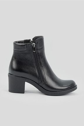 بوت / نیم بوت مشکی زنانه چرم خالص TUNAELLİ - کد 345907769