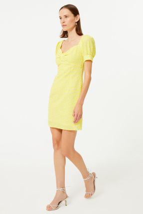 لباس زرد زنانه بافتنی آستین-کوتاه کد 346025986
