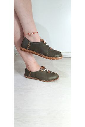 کفش کژوال خاکی زنانه چرم خالص KAPAR - کد 48620029