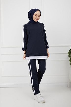 ست گرمکن حجاب سرمه ای زنانه رگولار CNG MODA - کد 81476786