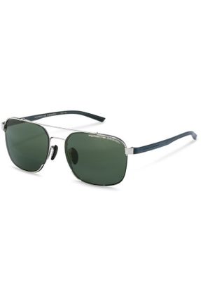 عینک آفتابی سبز مردانه 57 UV400 فلزی مات بیضی کد 307699503