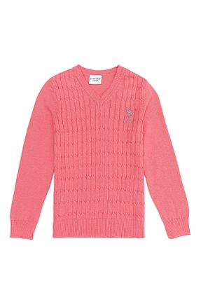 پلیور صورتی بچه گانه ساده U.S. Polo Assn. - کد 345843067