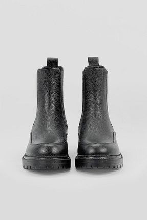 بوت / نیم بوت مشکی زنانه چرم خالص TUNAELLİ - کد 346205385
