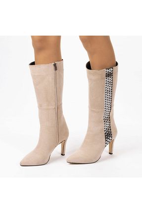 چکمه بژ زنانه چرم مصنوعی MixBrand - کد 346276343