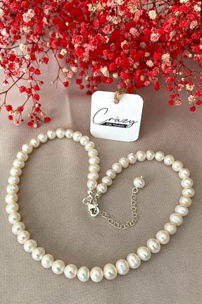 گردنبند مروارید سفید مروارید فرهنگی CRAZY TAKI TASARIM - کد 346467349
